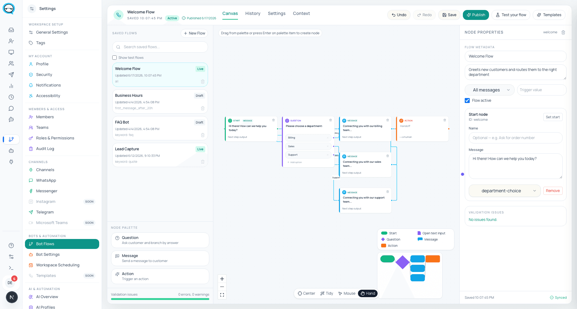 marv.Inbox automation flow builder screenshot
